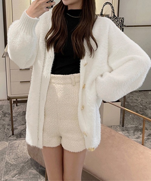 Miniministore(ミニミニストア)の「シャギーカーディガンゴールドボタン韓国風(カーディガン/ボレロ・レディース・ホワイト/ワインレッド/ブラック・FREE)」の16枚目の写真