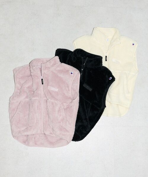 Champion（チャンピオン）の「■別注Champion シェルパフリースベスト（ベスト・レディース・オフホワイト/ブラック/ライトパープル・FREE）」の4枚目の写真