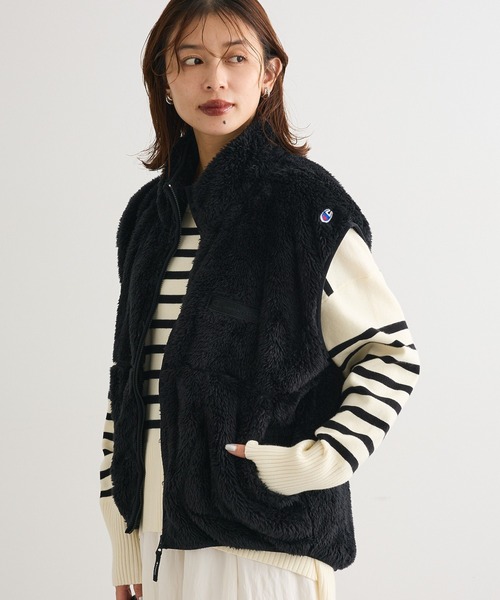 Champion（チャンピオン）の「■別注Champion シェルパフリースベスト（ベスト・レディース・オフホワイト/ブラック/ライトパープル・FREE）」の2枚目の写真