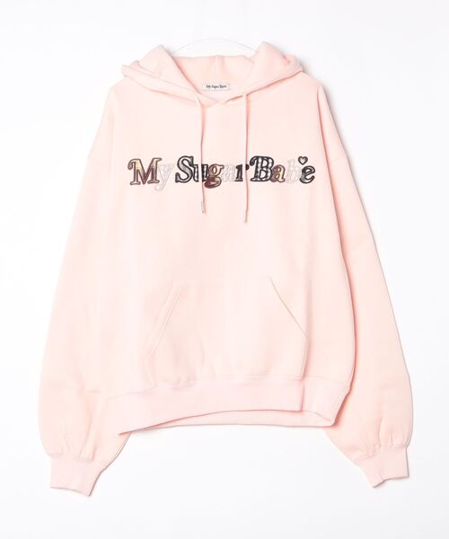 My sugar Babe（マイシュガーベイブ）の「Assort check logo hoodie（パーカー・メンズ・ピンク/ネイビー系/オフホワイト・MEDIUM/LARGE）」の3枚目の写真