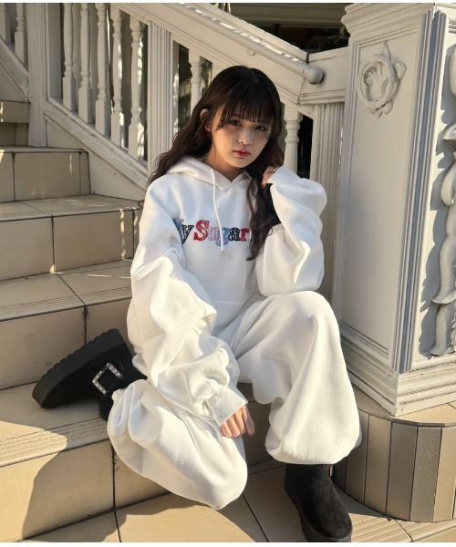 My sugar Babe（マイシュガーベイブ）の「Assort check logo hoodie（パーカー・メンズ・ピンク/ネイビー系/オフホワイト・MEDIUM/LARGE）」の6枚目の写真