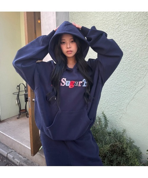 My sugar Babe（マイシュガーベイブ）の「Assort check logo hoodie（パーカー・メンズ・ピンク/ネイビー系/オフホワイト・MEDIUM/LARGE）」の7枚目の写真
