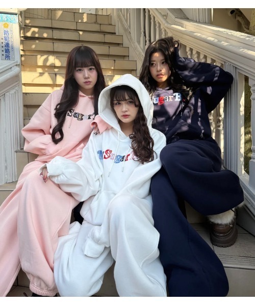 My sugar Babe（マイシュガーベイブ）の「Assort check logo hoodie（パーカー・メンズ・ピンク/ネイビー系/オフホワイト・MEDIUM/LARGE）」の10枚目の写真