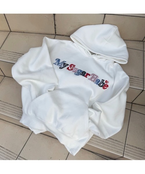 My sugar Babe（マイシュガーベイブ）の「Assort check logo hoodie（パーカー・メンズ・ピンク/ネイビー系/オフホワイト・MEDIUM/LARGE）」の12枚目の写真