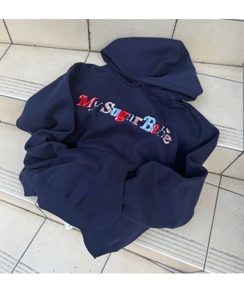 My sugar Babe（マイシュガーベイブ）の「Assort check logo hoodie（パーカー・メンズ・ピンク/ネイビー系/オフホワイト・MEDIUM/LARGE）」の13枚目の写真