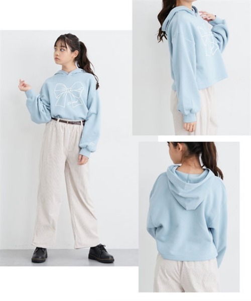 セール】裏起毛 プリントクロップド丈プルパーカー（パーカー