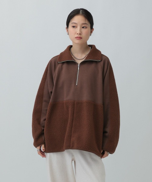 LEPSIM(レプシィム)の「ボア切り替えZIPプルオーバー 601683(その他トップス・レディース・グレー/ブラウン/アイボリー・FREE)」の1枚目の写真