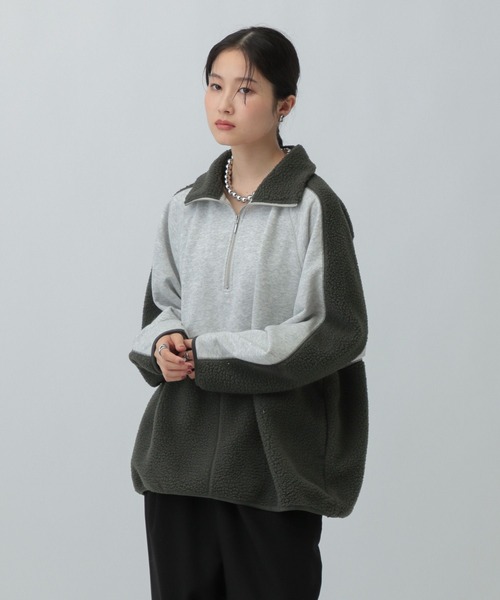 LEPSIM(レプシィム)の「ボア切り替えZIPプルオーバー 601683(その他トップス・レディース・グレー/ブラウン/アイボリー・FREE)」の3枚目の写真