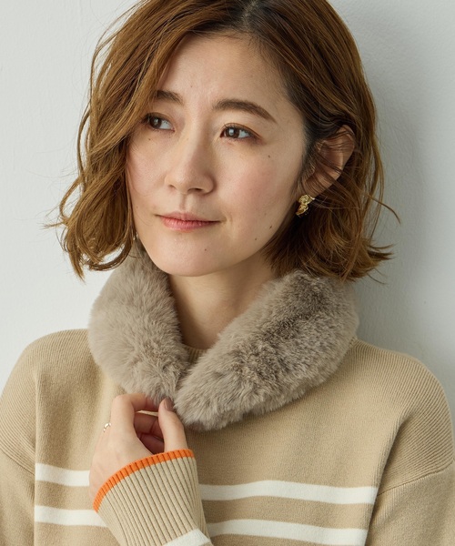 Petit Honfleur(プチオンフルール)の「ファーティペット【マグネットで簡単着脱】(ストール/ショール・レディース・グレー/アイボリー/モカ・フリー)」の11枚目の写真