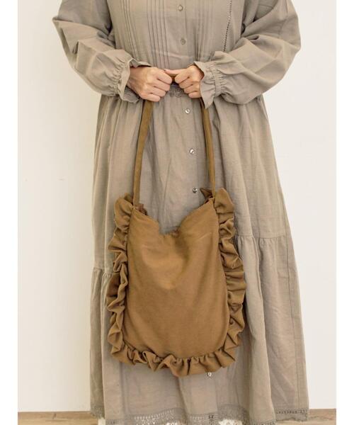 Samansa Mos2（サマンサ モスモス）の「ラウンドフリルトートバッグ（ハンドバッグ・レディース・キャメル/ベージュ・F）」の3枚目の写真