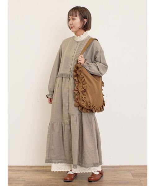 Samansa Mos2（サマンサ モスモス）の「ラウンドフリルトートバッグ（ハンドバッグ・レディース・キャメル/ベージュ・F）」の4枚目の写真