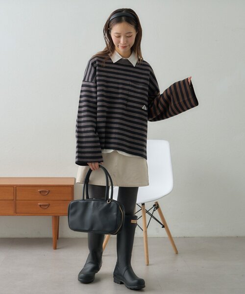 GEVACO（ゲバコ）の「【GEVACO】ショートボーダーニットプルオーバー（ニット/セーター・レディース・レッド/ブルー系その他/チャコールグレー・ONE SIZE）」の12枚目の写真