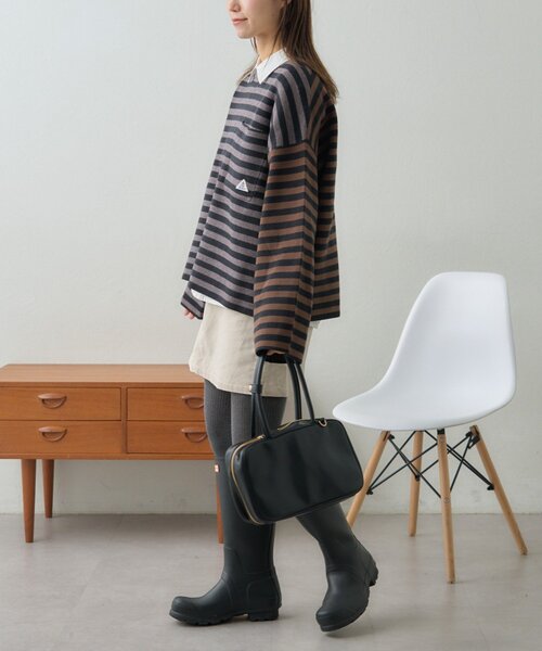 GEVACO（ゲバコ）の「【GEVACO】ショートボーダーニットプルオーバー（ニット/セーター・レディース・レッド/ブルー系その他/チャコールグレー・ONE SIZE）」の13枚目の写真