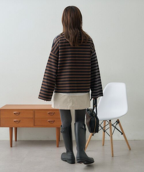 GEVACO（ゲバコ）の「【GEVACO】ショートボーダーニットプルオーバー（ニット/セーター・レディース・レッド/ブルー系その他/チャコールグレー・ONE SIZE）」の14枚目の写真