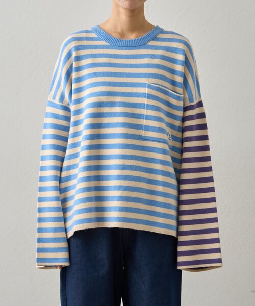 GEVACO（ゲバコ）の「【GEVACO】ショートボーダーニットプルオーバー（ニット/セーター・レディース・レッド/ブルー系その他/チャコールグレー・ONE SIZE）」の16枚目の写真