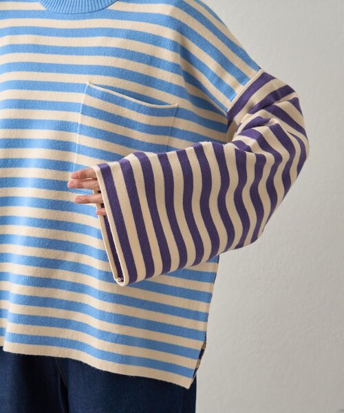 GEVACO（ゲバコ）の「【GEVACO】ショートボーダーニットプルオーバー（ニット/セーター・レディース・レッド/ブルー系その他/チャコールグレー・ONE SIZE）」の21枚目の写真