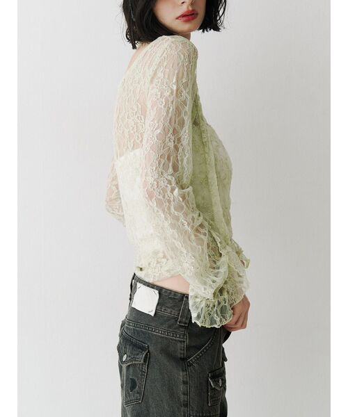 jouetie（ジュエティ）の「カットアウトレーストップス（Tシャツ/カットソー・レディース・ブラック/オフホワイト/ミント・MEDIUM）」の8枚目の写真