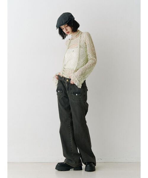 jouetie（ジュエティ）の「カットアウトレーストップス（Tシャツ/カットソー・レディース・ブラック/オフホワイト/ミント・MEDIUM）」の10枚目の写真