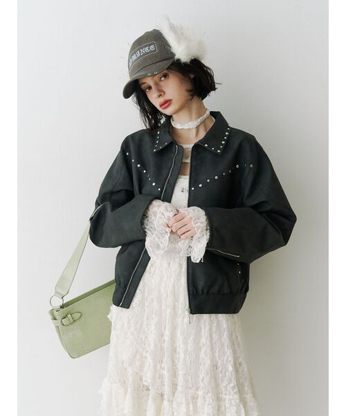 jouetie（ジュエティ）の「カットアウトレーストップス（Tシャツ/カットソー・レディース・ブラック/オフホワイト/ミント・MEDIUM）」の12枚目の写真