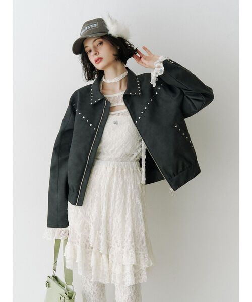 jouetie（ジュエティ）の「カットアウトレーストップス（Tシャツ/カットソー・レディース・ブラック/オフホワイト/ミント・MEDIUM）」の13枚目の写真