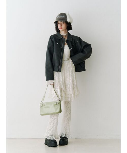 jouetie（ジュエティ）の「カットアウトレーストップス（Tシャツ/カットソー・レディース・ブラック/オフホワイト/ミント・MEDIUM）」の14枚目の写真