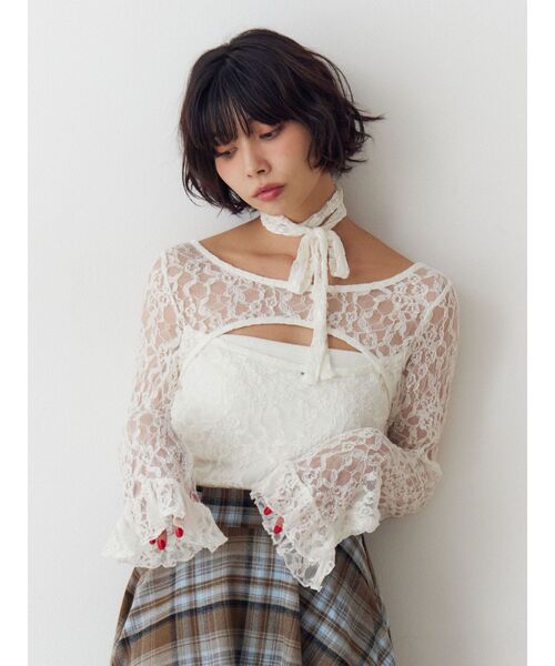 jouetie（ジュエティ）の「カットアウトレーストップス（Tシャツ/カットソー・レディース・ブラック/オフホワイト/ミント・MEDIUM）」の21枚目の写真