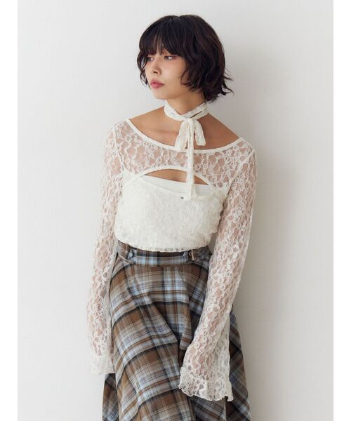 jouetie（ジュエティ）の「カットアウトレーストップス（Tシャツ/カットソー・レディース・ブラック/オフホワイト/ミント・MEDIUM）」の22枚目の写真