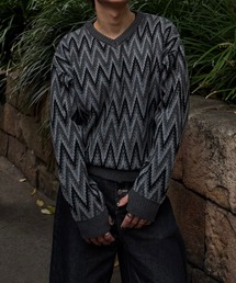 Gaphos | vネックジグザグパターンニット(ニット/セーター)