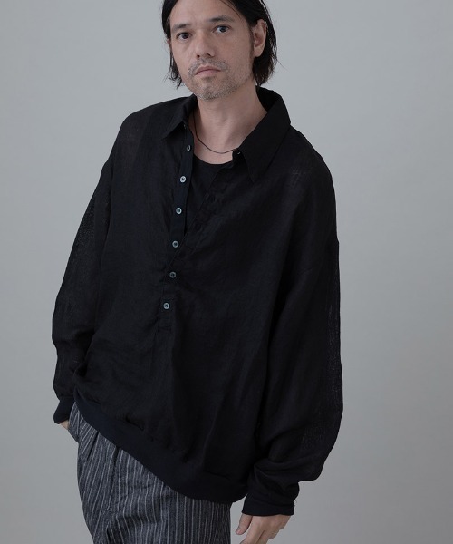 EGO TRIPPING(エゴトリッピング)の「ms6335- LINENSHEER POLO ポロシャツ(666605)(ポロシャツ・メンズ・ブラック/ハウンドトゥース・46/48)」の1枚目の写真