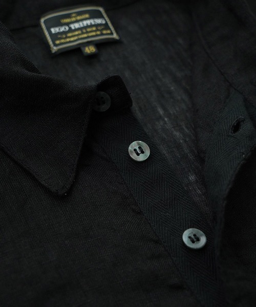 EGO TRIPPING(エゴトリッピング)の「ms6335- LINENSHEER POLO ポロシャツ(666605)(ポロシャツ・メンズ・ブラック/ハウンドトゥース・46/48)」の6枚目の写真