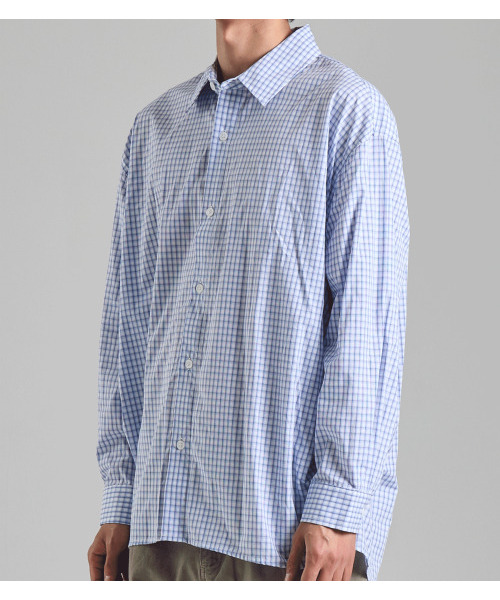 BUTTON SEOUL(ボタンソウル)の「サイドラインプリーツチェックシャツ(スカイブルー)(シャツ/ブラウス・メンズ・その他・MEDIUM/LARGE/X-LARGE)」の3枚目の写真