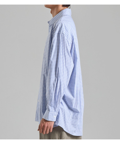 BUTTON SEOUL(ボタンソウル)の「サイドラインプリーツチェックシャツ(スカイブルー)(シャツ/ブラウス・メンズ・その他・MEDIUM/LARGE/X-LARGE)」の4枚目の写真