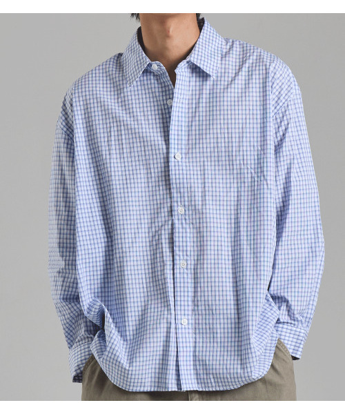 BUTTON SEOUL(ボタンソウル)の「サイドラインプリーツチェックシャツ(スカイブルー)(シャツ/ブラウス・メンズ・その他・MEDIUM/LARGE/X-LARGE)」の9枚目の写真