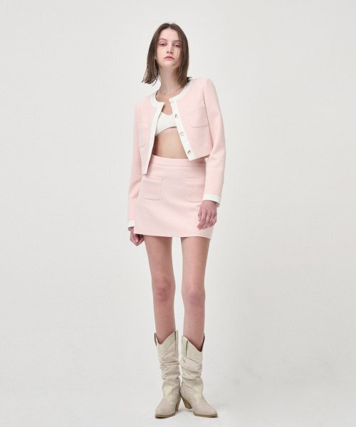 ETMON(エトモン)の「Piping Pocket Tweed Mini Skirt, Pink(スカート・レディース・その他・MEDIUM/SMALL)」の1枚目の写真