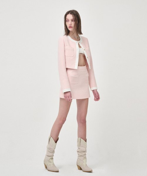 ETMON(エトモン)の「Piping Pocket Tweed Mini Skirt, Pink(スカート・レディース・その他・MEDIUM/SMALL)」の5枚目の写真