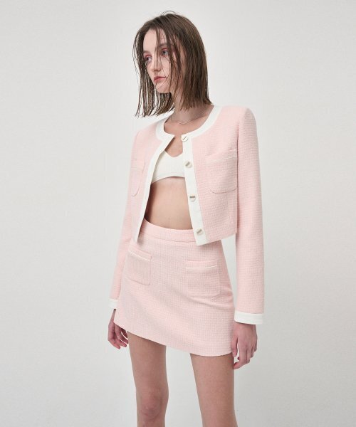 ETMON(エトモン)の「Piping Pocket Tweed Mini Skirt, Pink(スカート・レディース・その他・MEDIUM/SMALL)」の4枚目の写真