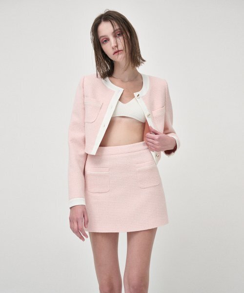 ETMON(エトモン)の「Piping Pocket Tweed Mini Skirt, Pink(スカート・レディース・その他・MEDIUM/SMALL)」の3枚目の写真