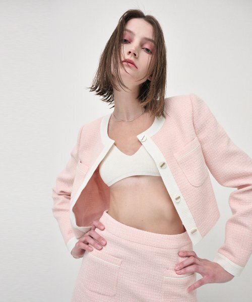 ETMON(エトモン)の「Piping Pocket Tweed Mini Skirt, Pink(スカート・レディース・その他・MEDIUM/SMALL)」の2枚目の写真