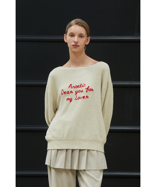 ANOETIC(アノエティック)の「ANC EMBROIDERY BOATNECK KNIT_IVORY(ニット/セーター・レディース・アイボリー・FREE)」の4枚目の写真