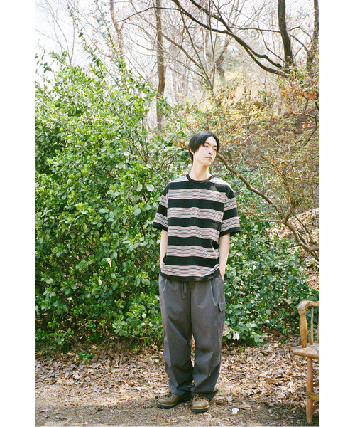 HORLISUN(ホーリーサン)の「パウエル ショート マルチストライプ Tシャツ セージグリーン(Tシャツ/カットソー・レディース・その他・SMALL/MEDIUM/LARGE)」の4枚目の写真