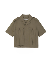 SYNQIA（シンキア）の「バトルドレスハーフスリーブシャツアッシュカーキ（シャツ/ブラウス）」