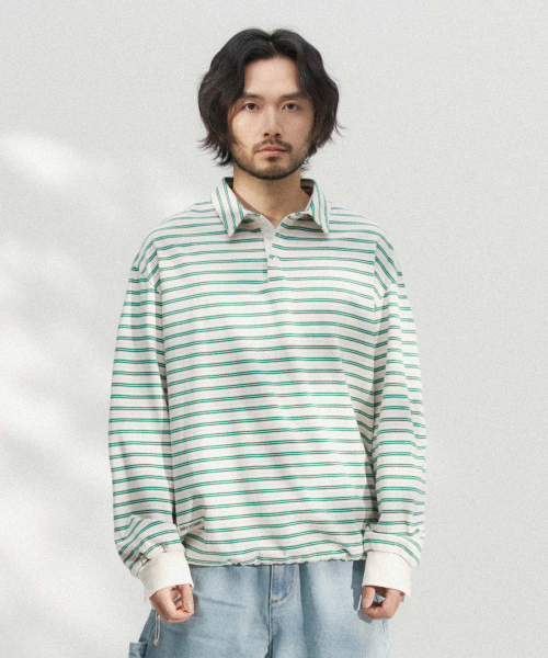 WMC(ダブリューエムシー)の「ストライプラグビーTシャツ_IVORY(ポロシャツ・レディース・アイボリー・SMALL/MEDIUM/LARGE)」の3枚目の写真