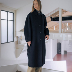 セール】Collarless Cocoon Coat（ステンカラーコート）｜anuke
