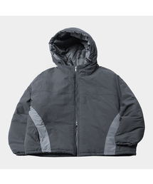 PLACESTUDIOMAN（プレイススタジオメンズ）の「Minimal Line Two-Way Zipper Hooded Full Zip-Up Quilted Padded Jumper [Gray]（ダウンジャケット/コート・メンズ）」
