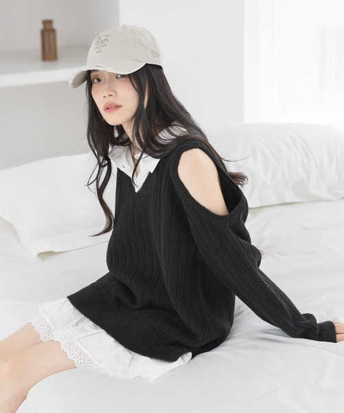 肩開きドッキングミニワンピース 633789（ワンピース）｜Heather