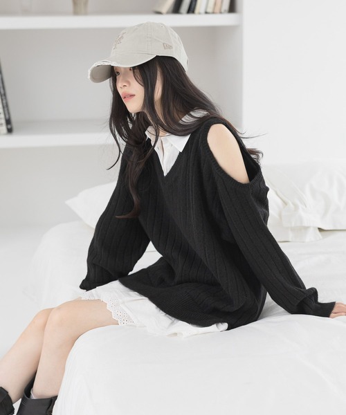 肩開きドッキングミニワンピース 633789（ワンピース）｜Heather