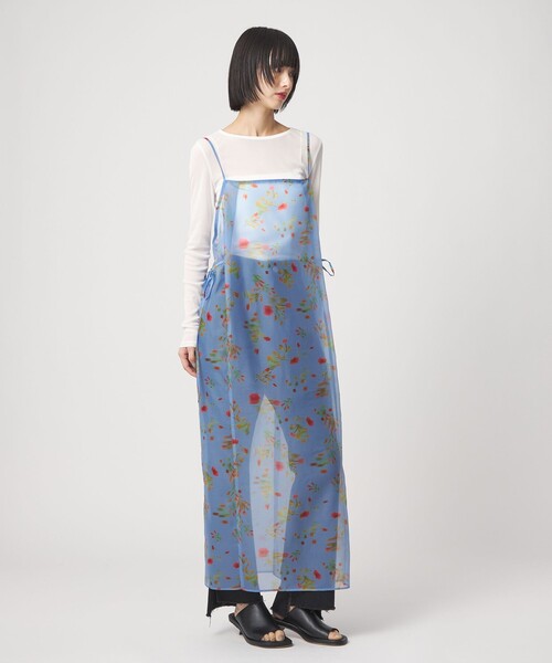 EMMEL REFINES（エメルリファインズ）の「＜EMMEL REFINES＞EM フラワープリント シアー キャミ ワンピース（ワンピース・レディース・ライトブルー/ブラック・M/S）」の7枚目の写真