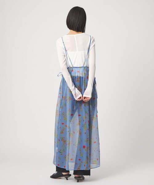 EMMEL REFINES（エメルリファインズ）の「＜EMMEL REFINES＞EM フラワープリント シアー キャミ ワンピース（ワンピース・レディース・ライトブルー/ブラック・M/S）」の9枚目の写真