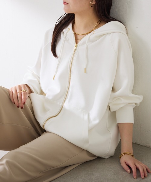 COLLAGE GALLARDAGALANTE（コラージュガリャルダガランテ）の「ポンチダブルジップパーカー/セットアップ可/WEB限定（パーカー・レディース・チャコールグレー/ブラック/ホワイト・FREE）」の2枚目の写真