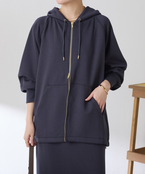 COLLAGE GALLARDAGALANTE（コラージュガリャルダガランテ）の「ポンチダブルジップパーカー/セットアップ可/WEB限定（パーカー・レディース・チャコールグレー/ブラック/ホワイト・FREE）」の11枚目の写真